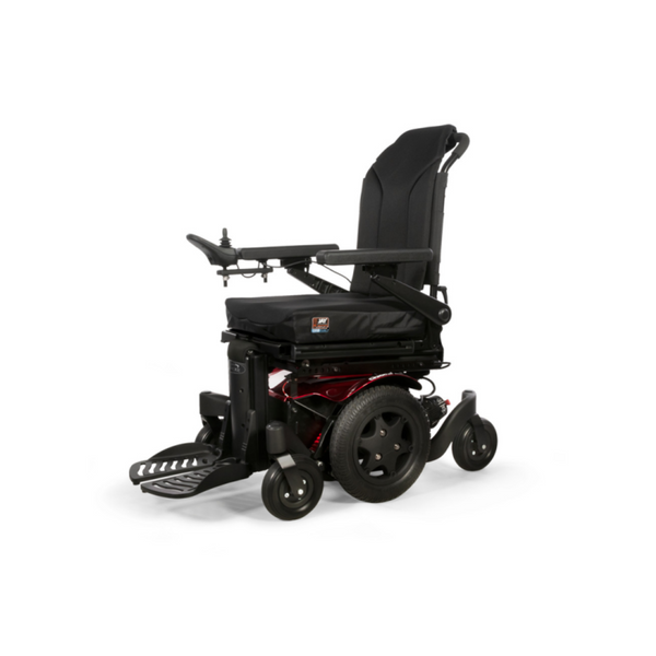 image if a black wheelchair with a contoured SEDEO seat cushion and customisable headrest and armrest options 