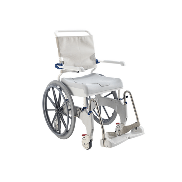 The ergonomic swing-away armrests, height adjustable swing-away footrests, and fold-away texture footplates provide comfort and safety for both the user and carer. The machine washable backrest and space-saving push bar make this chair convenient and easy to use.