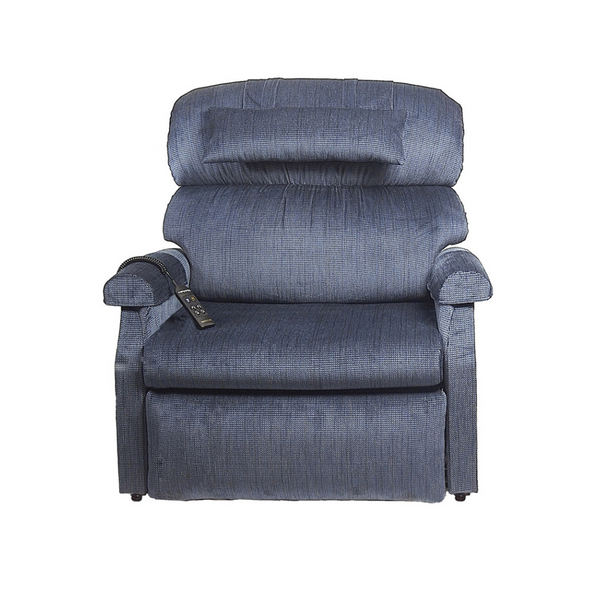 Bariatric lift chair with extra-wide seat, triple motor, adjustable neck pillow, and custom upholstery options. Built for comfort and easy control