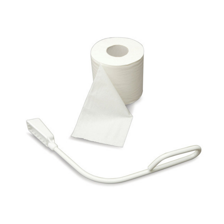 A bottom wiper with a roll of toilet paper shown side by side