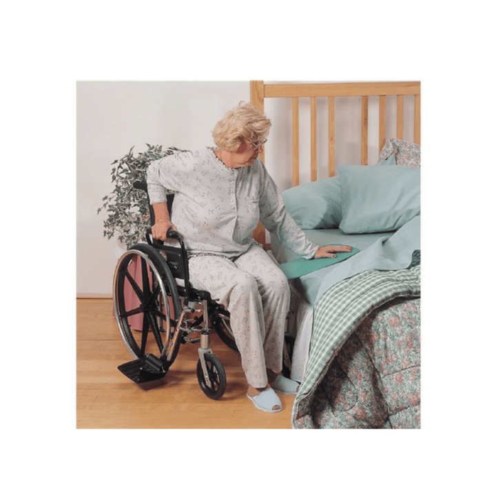 The arched shape follows natural sweeping motion of an assisted transfer, helping prevent slips and falls.