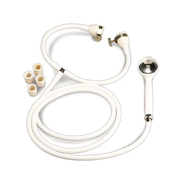 Lightweight plastic handpiece that includes two rubber-reducing collars for a secure fit. Can be easily installed and removed.