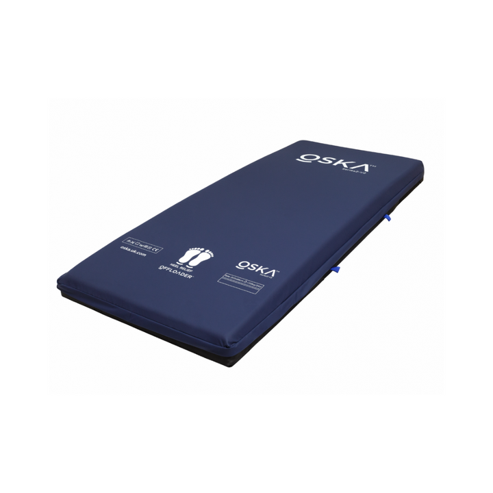The specialist foam mattress is designed to prevent and treat pressure injuries up to Category 2, with a unique OFFLOADER™ feature to suspend heels for zero pressure, aiding heel ulcer care up to Category 4. Its advanced foam layer manages microclimate and delivers superior comfort. Durable, hygienic, and suitable for profiling beds, it reduces the need for air mattresses in most cases.