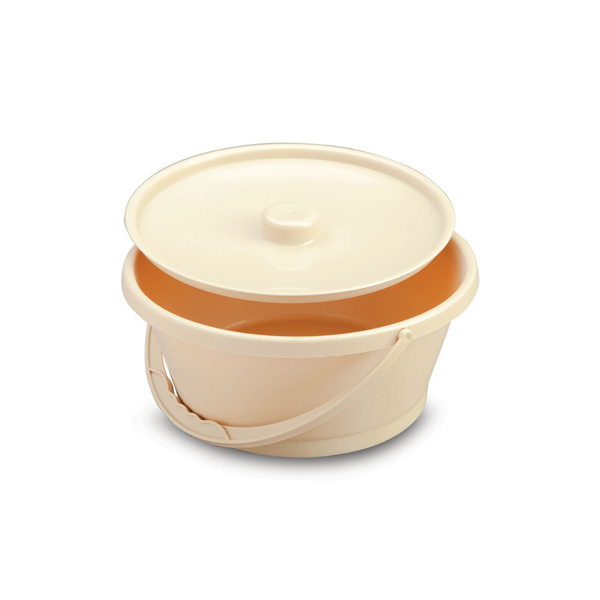 Moulded plastic bowl and lid, autoclavable for safe and effective sanitising.