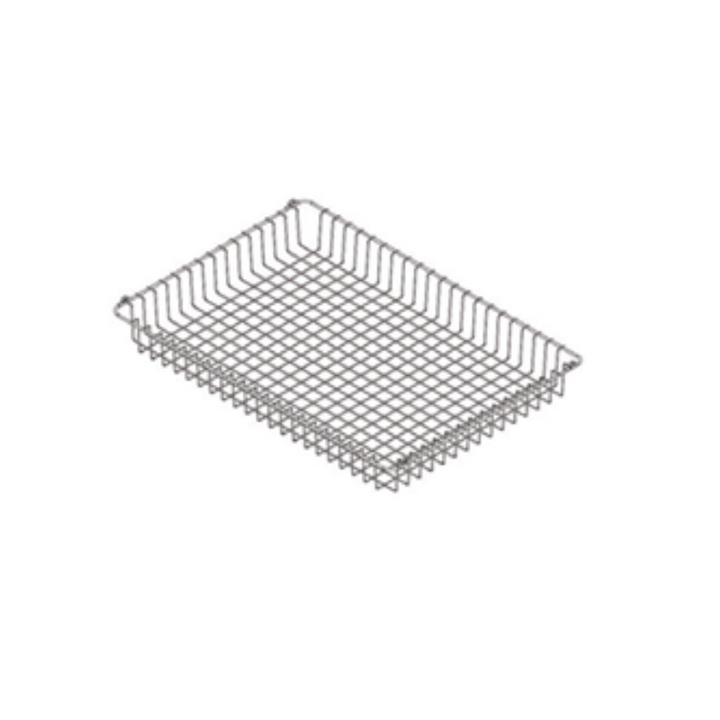  durable wire basket (600mm (W) x 400mm (L) x 70mm (H)), designed to fit standard stock and transport carts. Made from high-quality, medical-grade wire, this basket ensures efficient organisation and easy access to essential supplies.