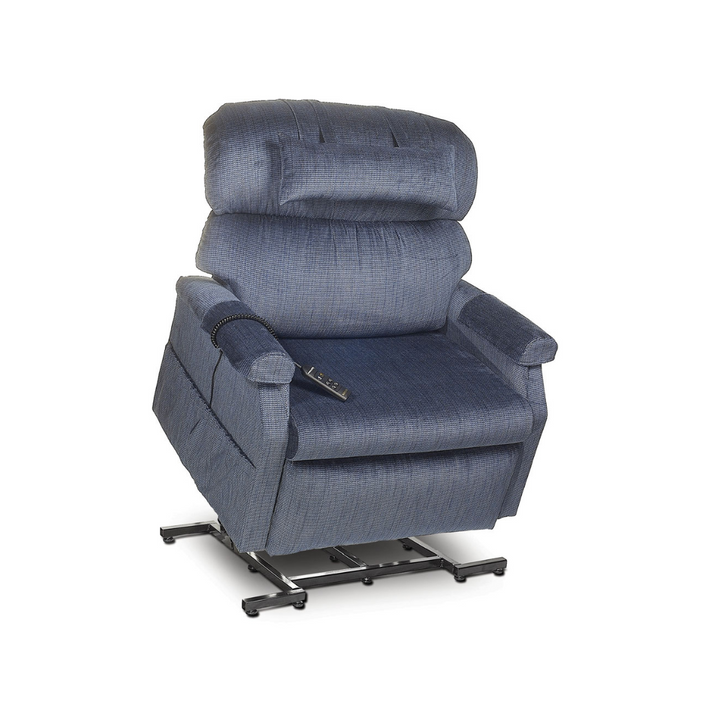 Bariatric lift chair with extra-wide seat, triple motor, adjustable neck pillow, and custom upholstery options. Built for comfort and easy control