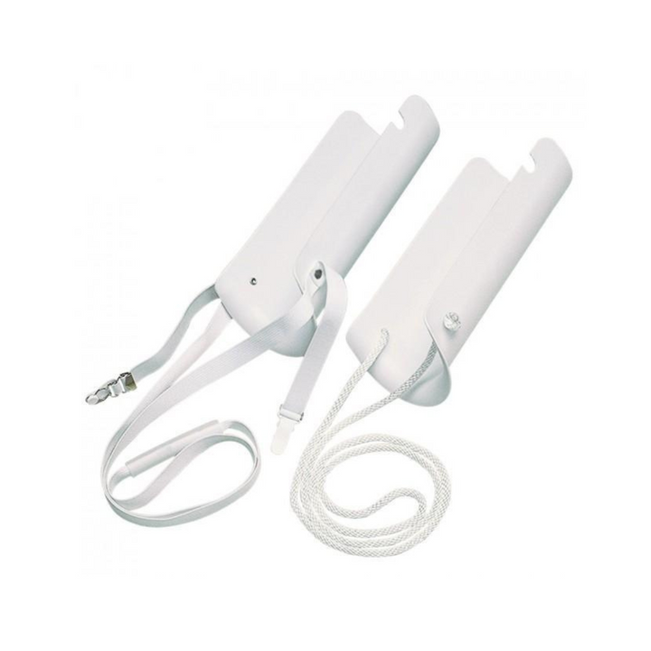 The sock notch cord style sock aid has a unique notch cut out at the lower end which hooks the sock. The attached tapes/cord is used to pull the sock aid over the patients feet.