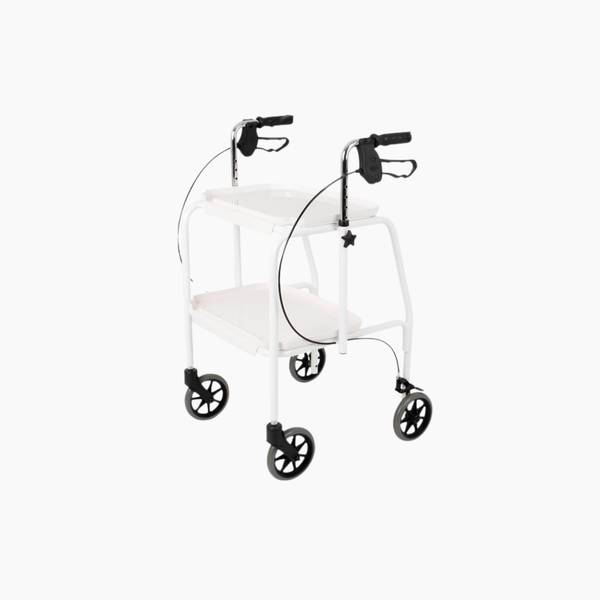 This Tray Mobile Walker features adjustable height handles and easy-to-use loop lockable hand brakes, making it an essential daily accessory.