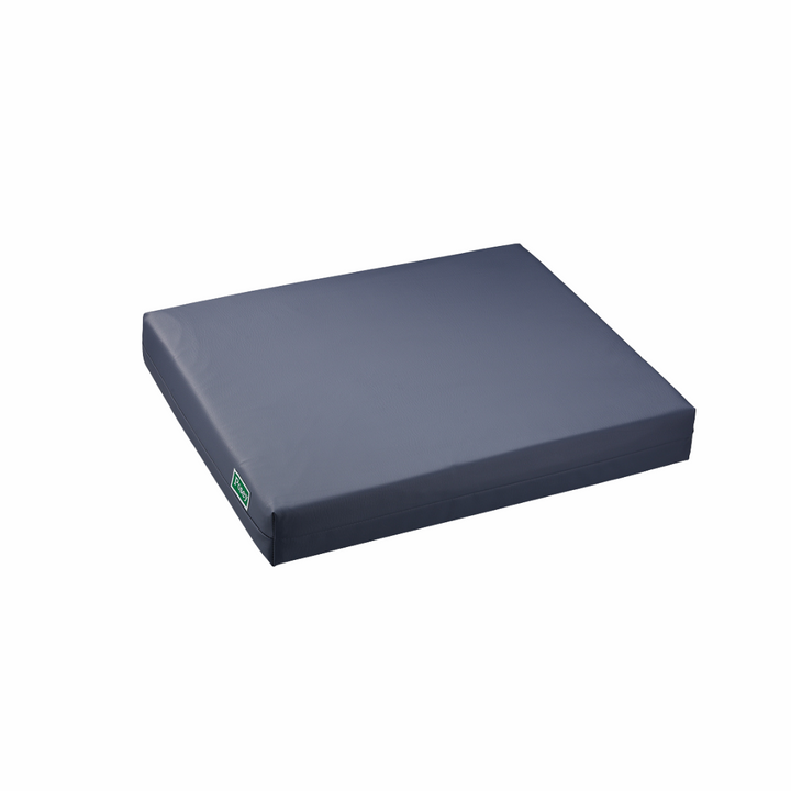 Bariatric gel/foam posey cushion with sealed gel bladders, wipe-clean vinyl cover, and optional two-tone design for pressure relief and repositioning support.