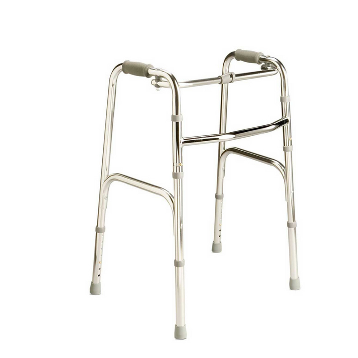 steel frame walking frame with adjustable leg height and handles to support when walking