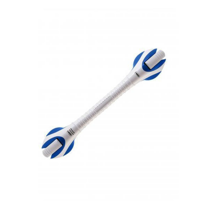 white long plastic stick with blue suction cups on either end 