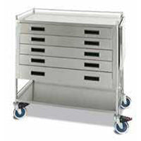 TROLLEY,Fortress Deluxe,Endoscopy,5 Drawer,1 Shelf,S/S 1000x500x940mm