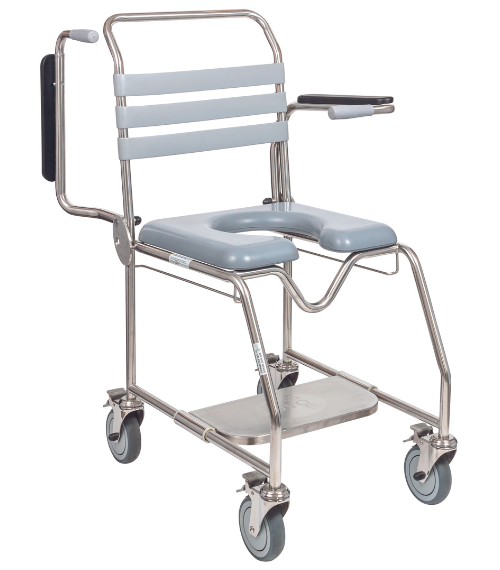 Juvo Mobile Shower Commode with Sliding Foot Plate - – Highgate Healthcare