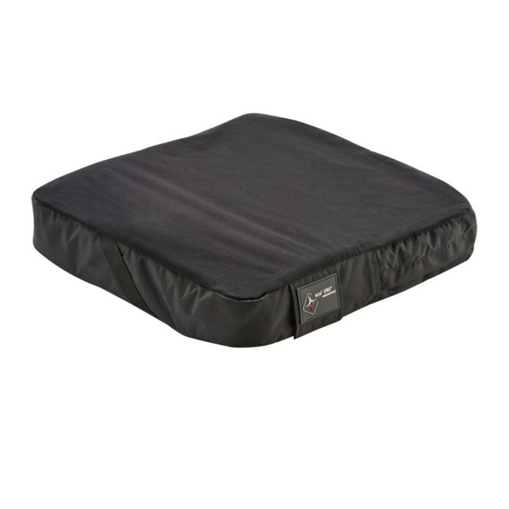 image of a Lightweight contoured foam base cushion showing Interconnected air cells made from soft, durable neoprene to suit sensitive skin. It features a fluid-resistant cover and includes a pump for easy inflation.